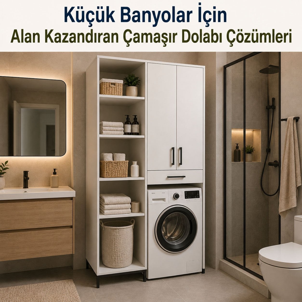 Küçük Banyolar İçin Alan Kazandıran Çamaşır Dolabı Çözümleri