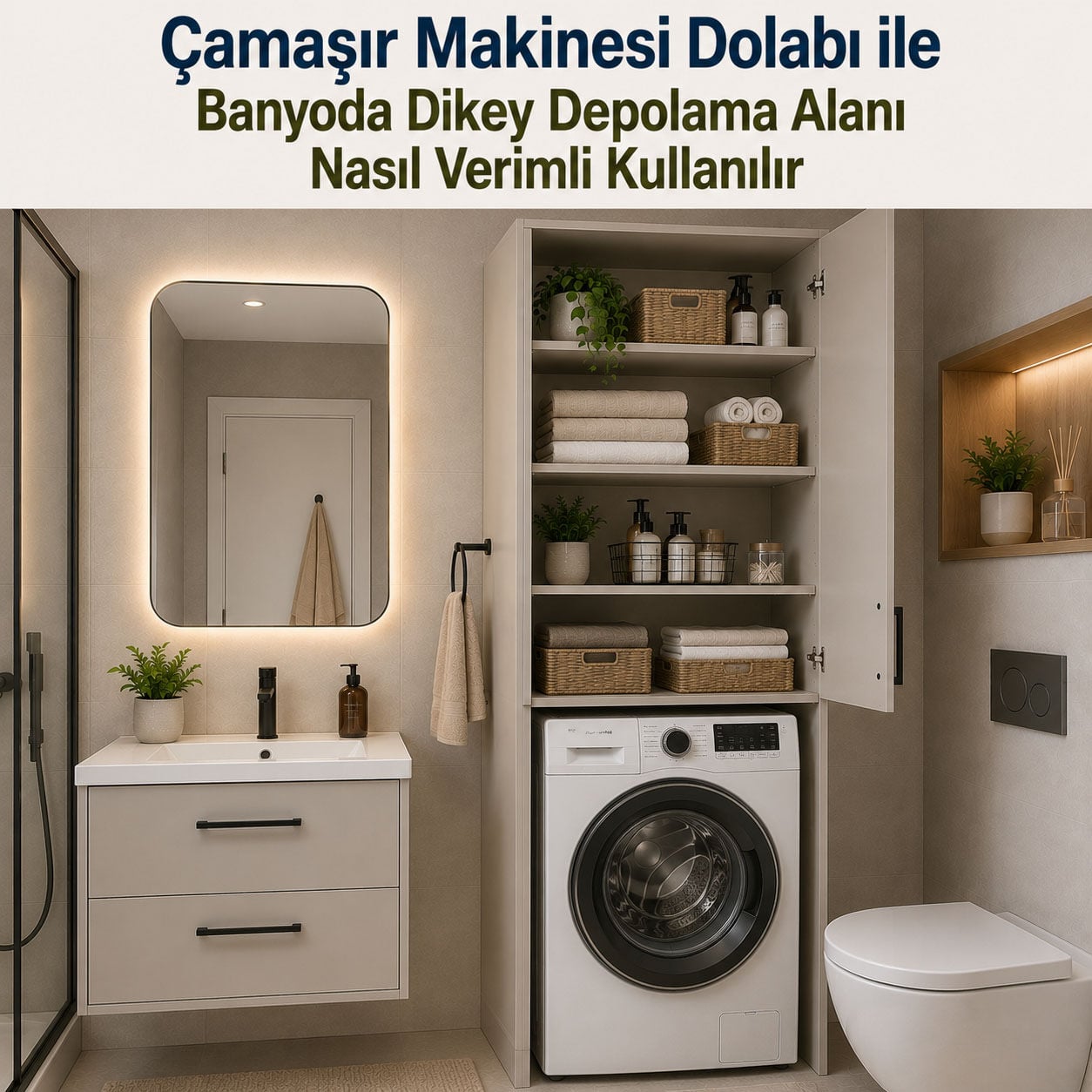Çamaşır Makinesi Dolabı ile Banyoda Dikey Depolama Alanı Nasıl Verimli Kullanılır