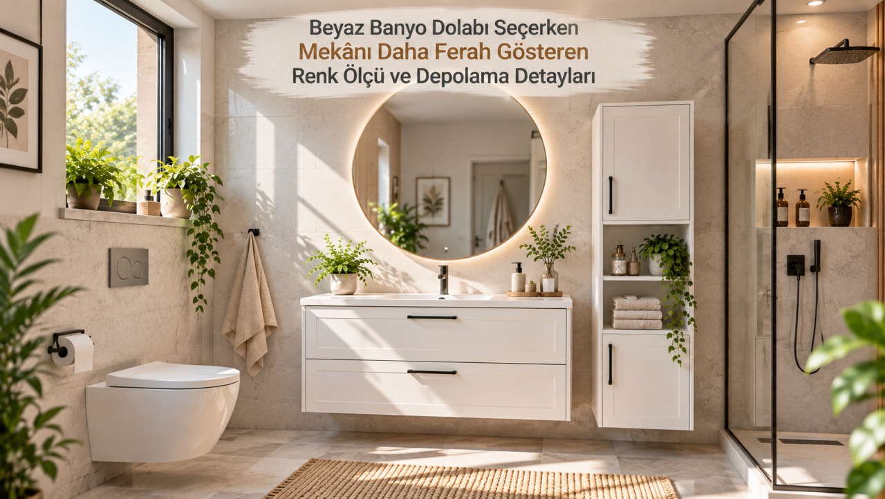 Beyaz Banyo Dolabı Seçerken Mekânı Daha Ferah Gösteren Renk Ölçü ve Depolama Detayları