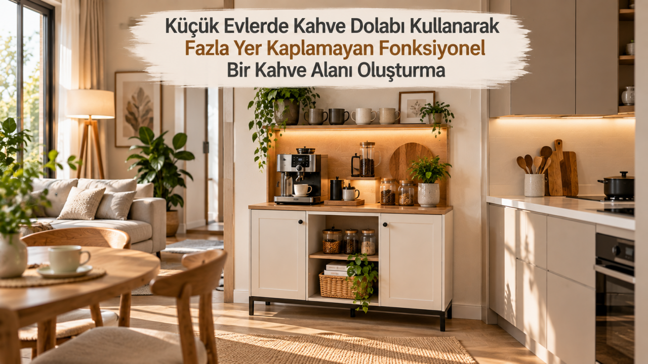 Küçük Evlerde Kahve Dolabı Kullanarak Fazla Yer Kaplamayan Fonksiyonel Bir Kahve Alanı Oluşturma