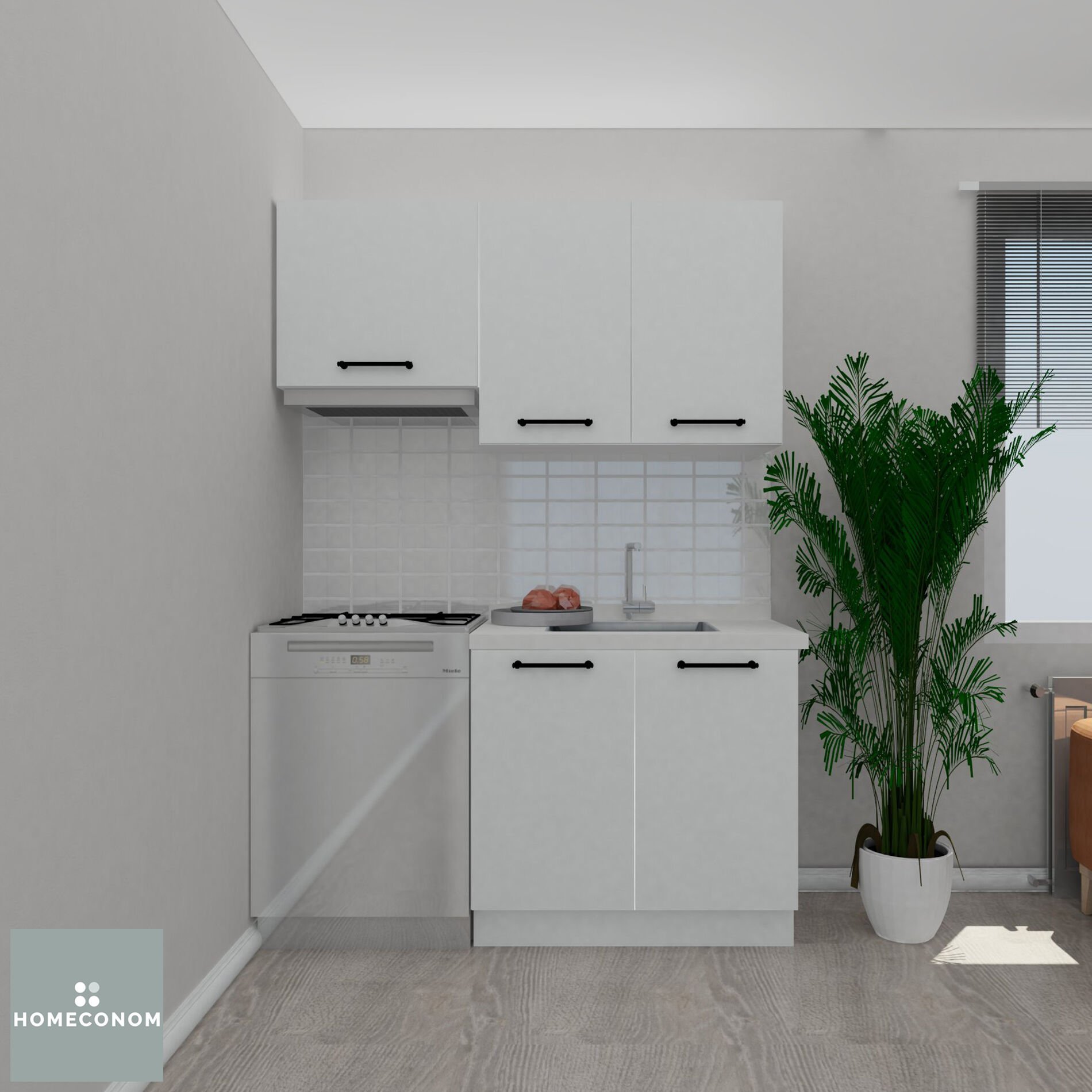 Angkor 150 cm Parlak Beyaz MDF Lam Mutfak Dolabı