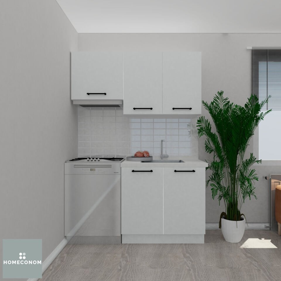 Angkor 150 cm Parlak Beyaz MDF Lam Mutfak Dolabı