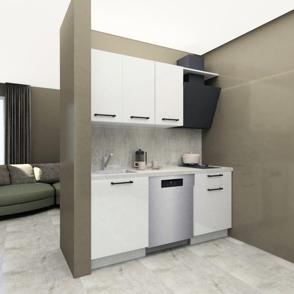 Tiana 180 cm Parlak Beyaz MDF Lam Mutfak Dolabı