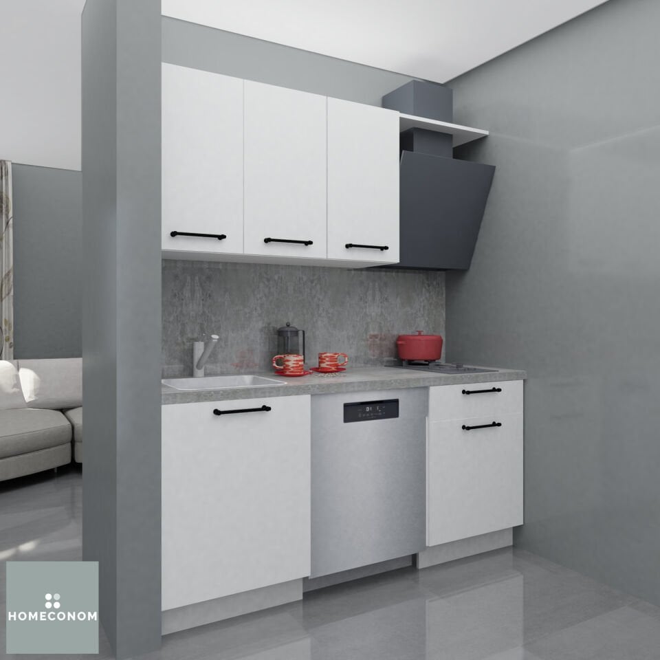 TIANA 180 MDFlam Parlak Beyaz Mutfak