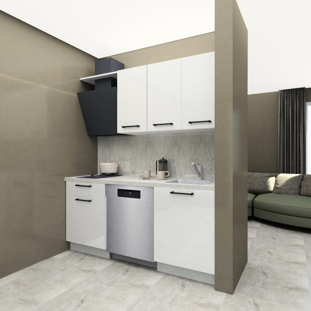 Angkor 180 cm Parlak Beyaz MDF Lam Mutfak Dolabı