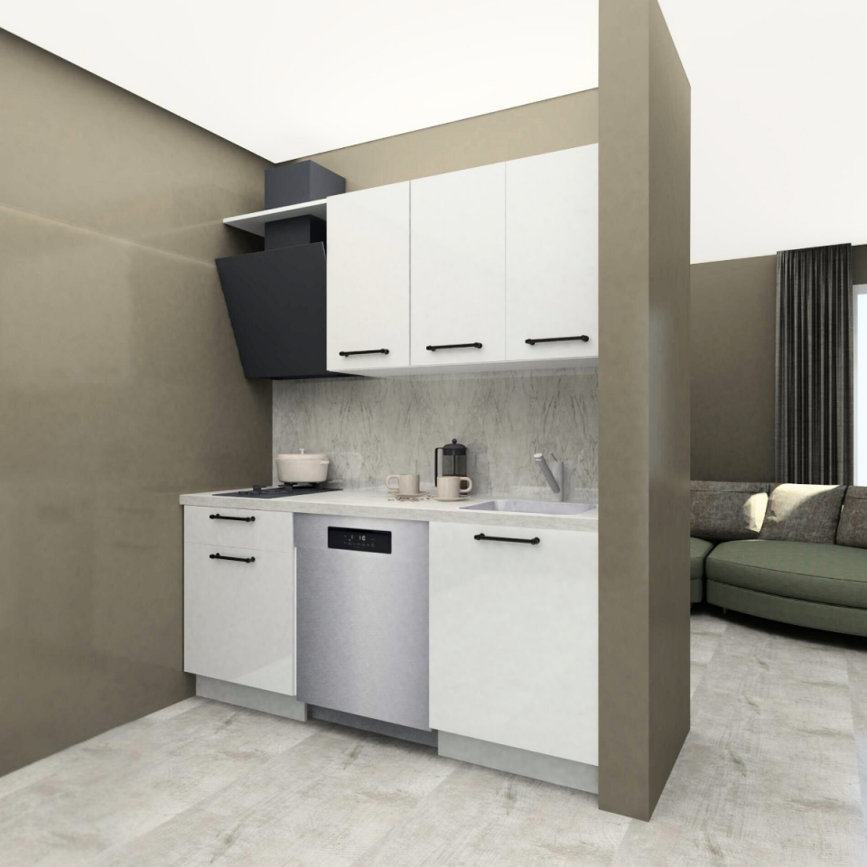 Angkor 180 cm Parlak Beyaz MDF Lam Mutfak Dolabı