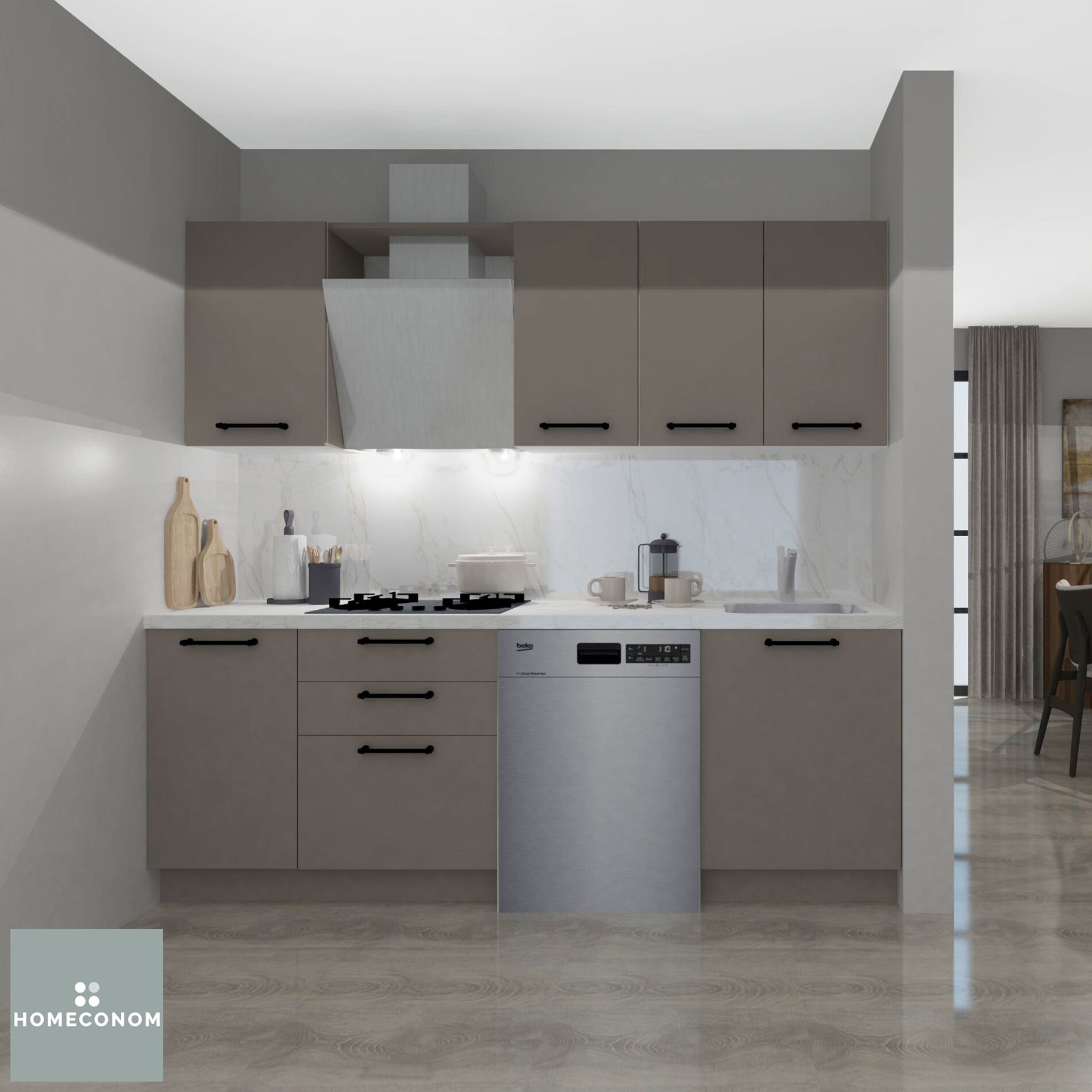 Modus 225 cm Mat Vizon MDF Lam Mutfak Dolabı