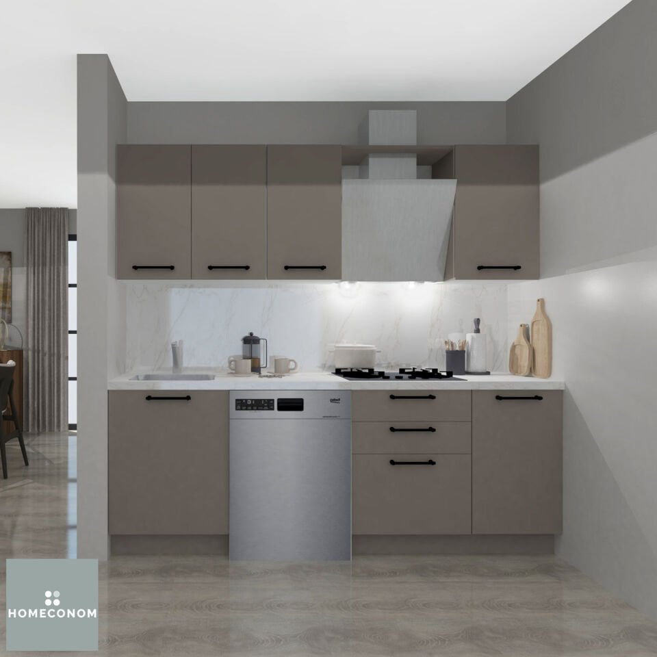 Ellora 225 cm Mat Vizon MDF Lam Mutfak Dolabı