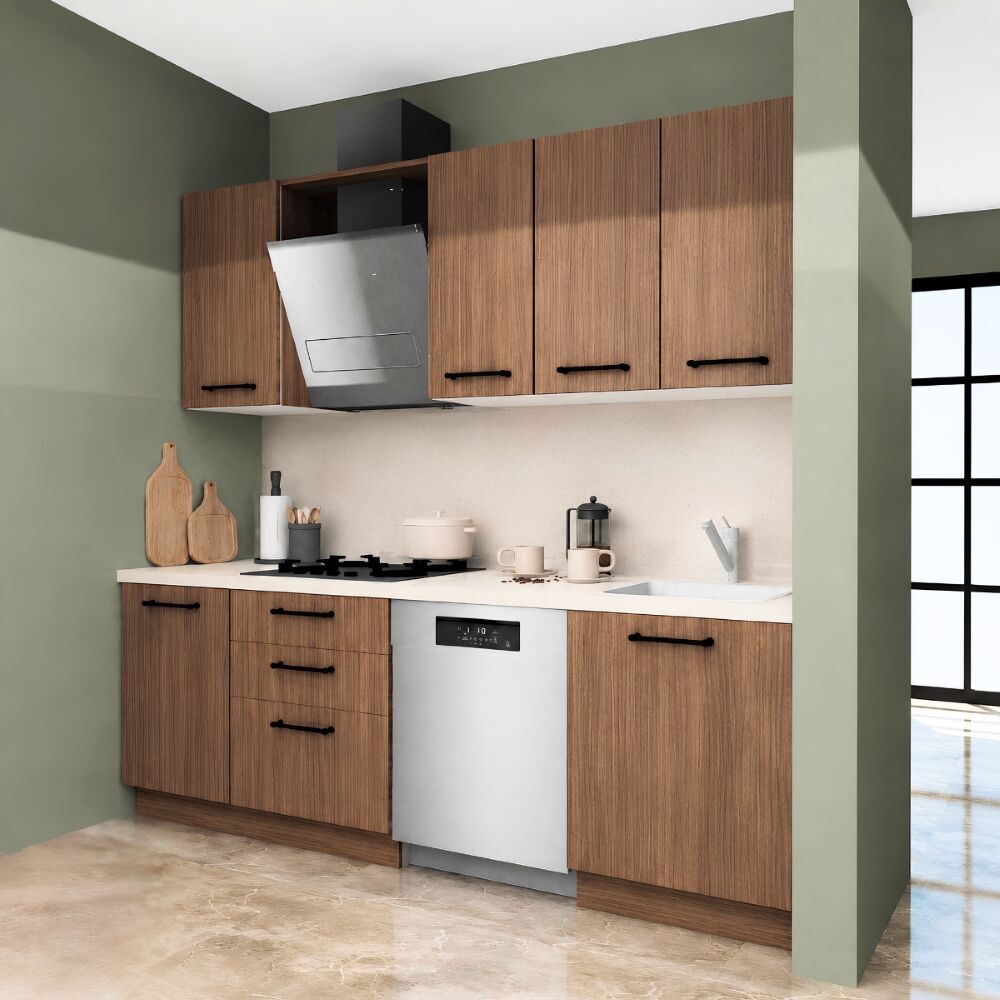 Petra 225 cm Mat Ceviz MDF Lam Mutfak Dolabı