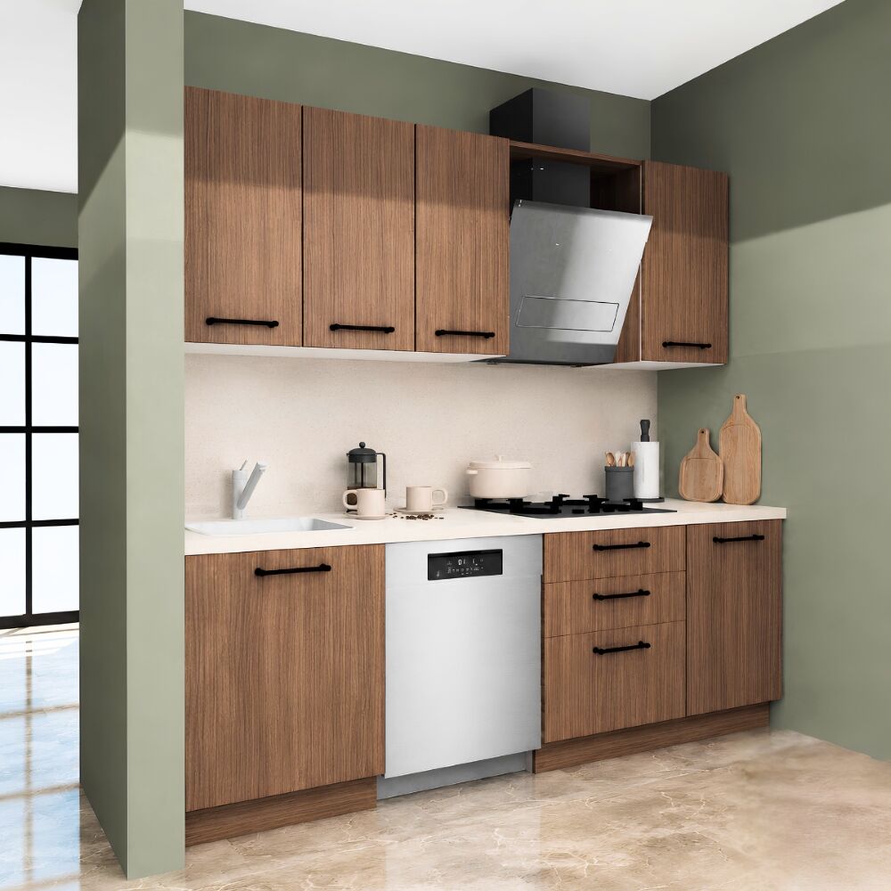 Sardes 225 cm Mat Ceviz MDF Lam Mutfak Dolabı