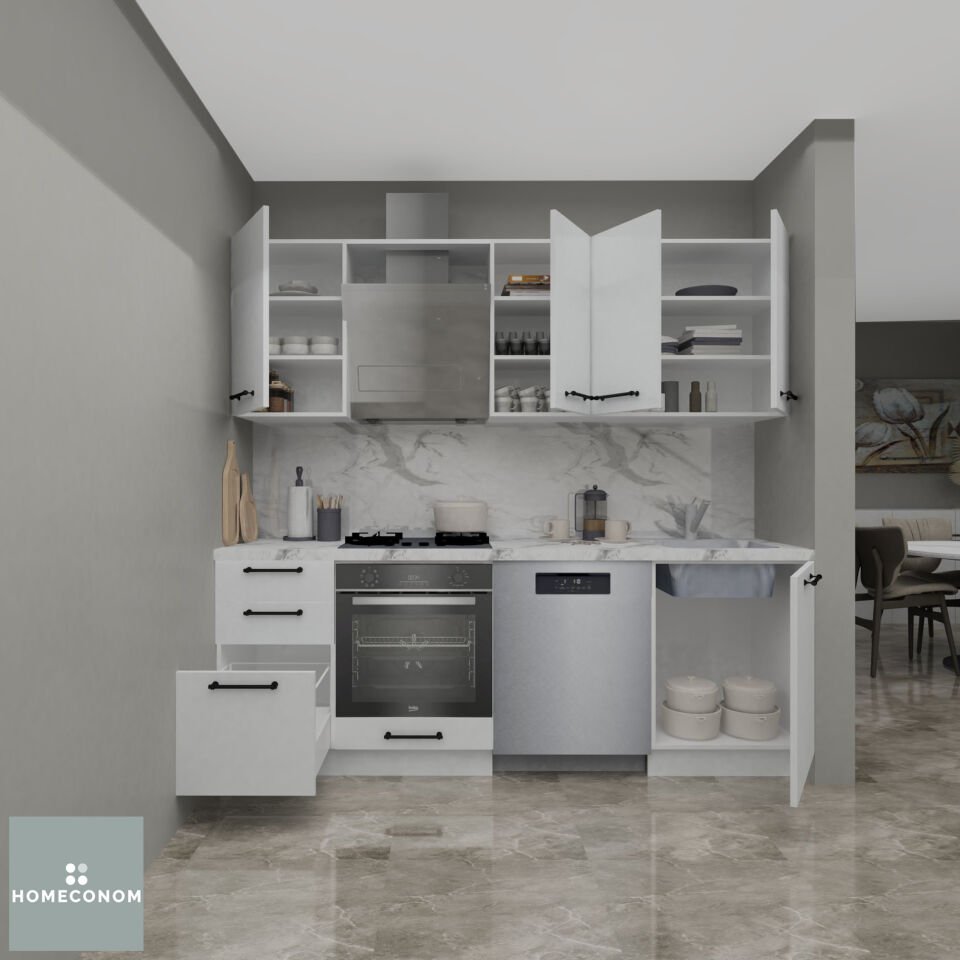 ANGKOR BAKER 225 Parlak Beyaz Mutfak