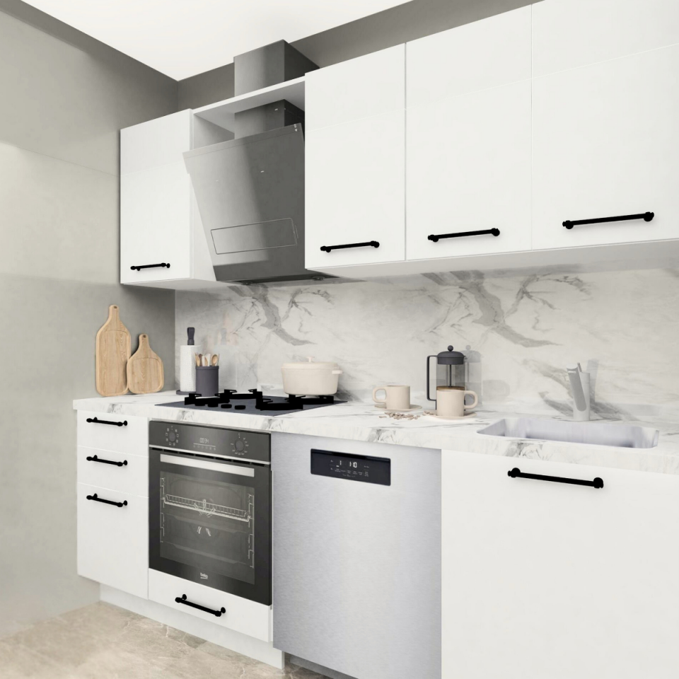 Angkor Baker 225 cm Parlak Beyaz MDF Lam Mutfak Dolabı