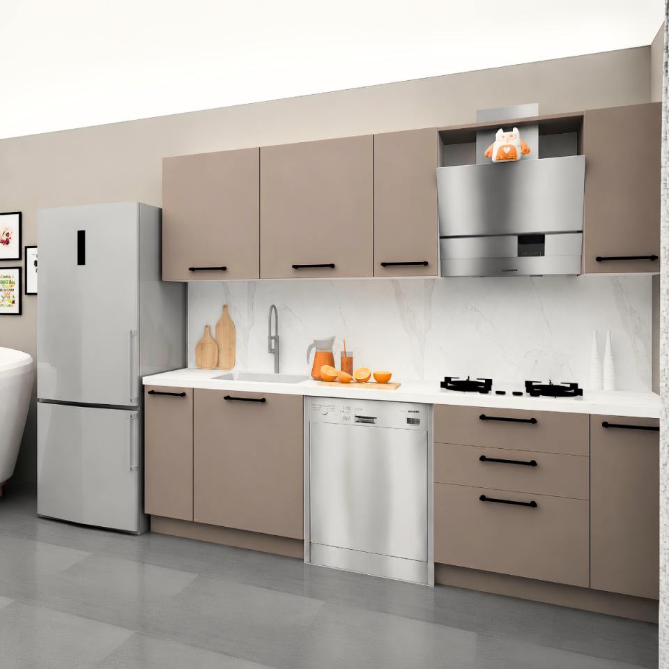 Ellora 240 cm Mat Vizon MDF Lam Mutfak Dolabı