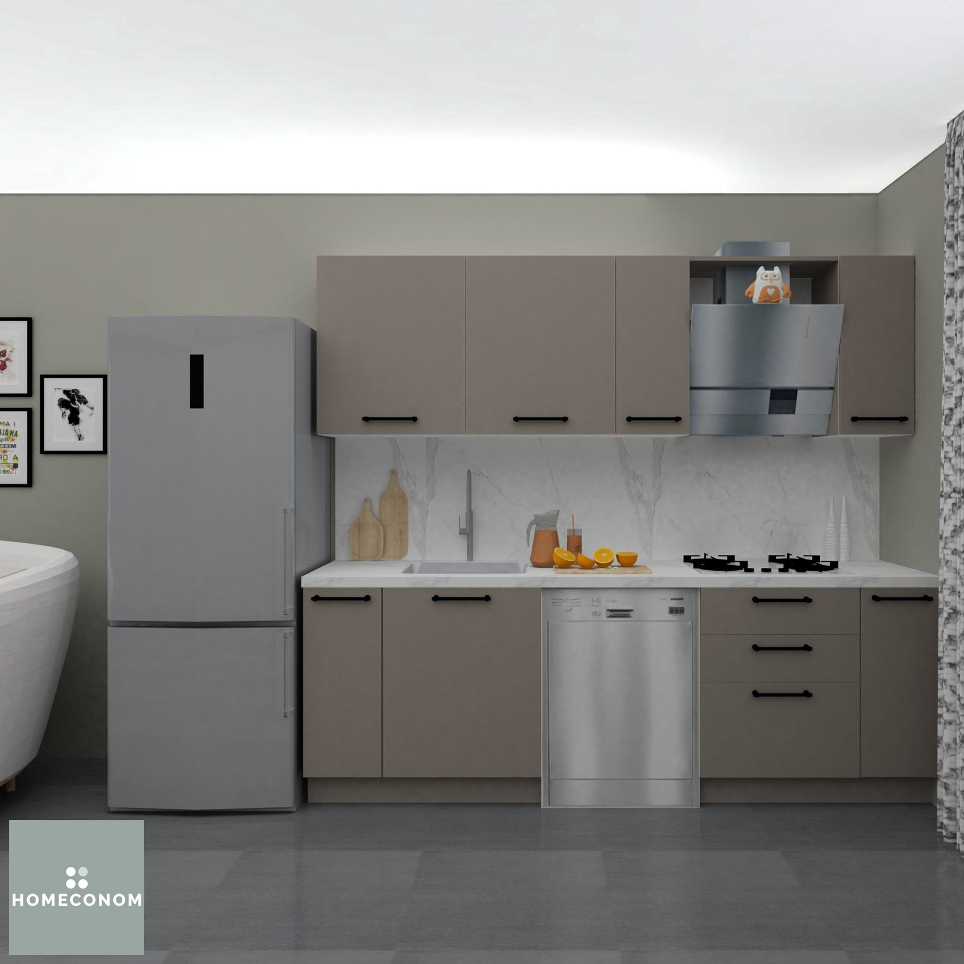 Ellora 240 cm Mat Vizon MDF Lam Mutfak Dolabı