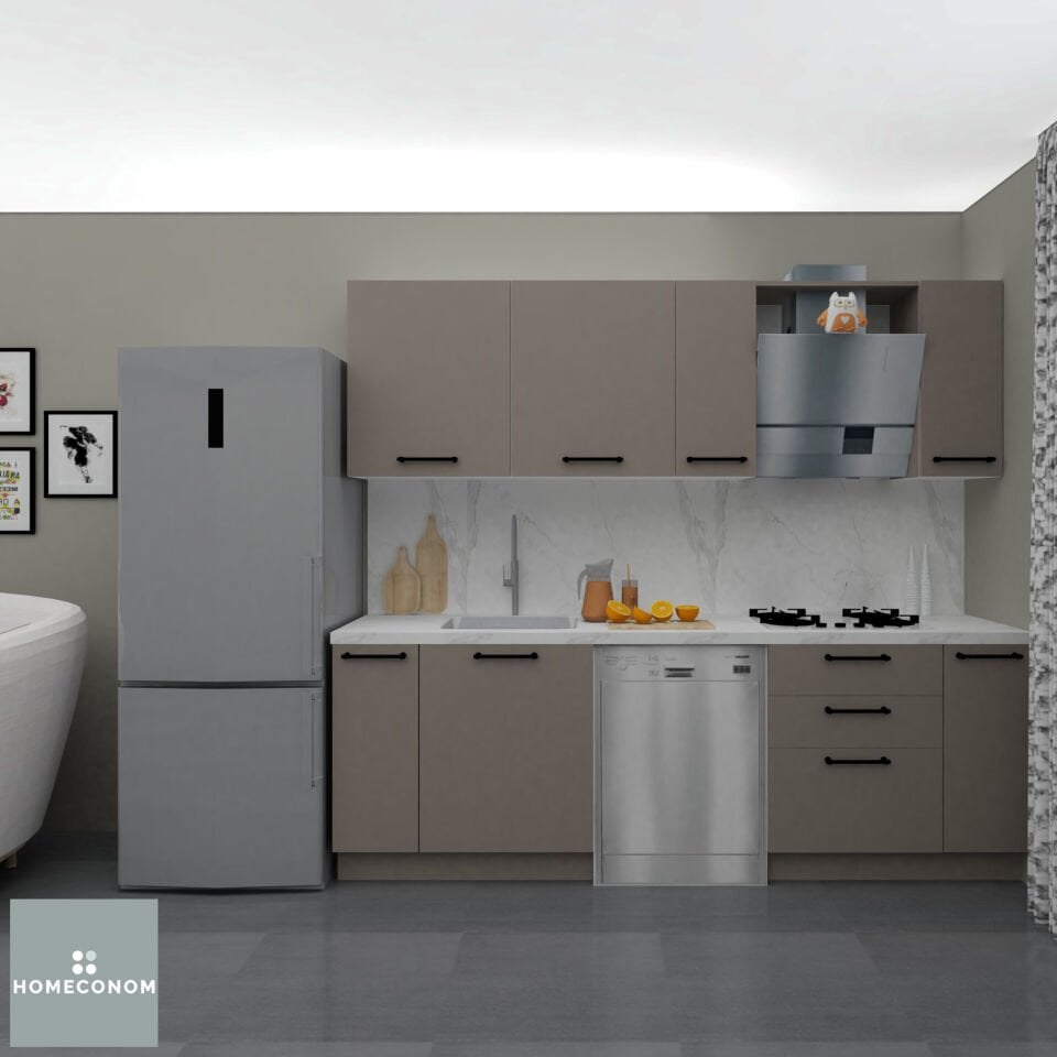 Ellora 240 cm Mat Vizon MDF Lam Mutfak Dolabı