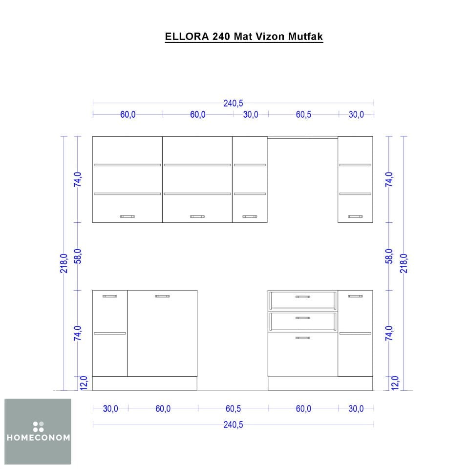ELLORA 240 MDFlam Mat Vizon Mutfak