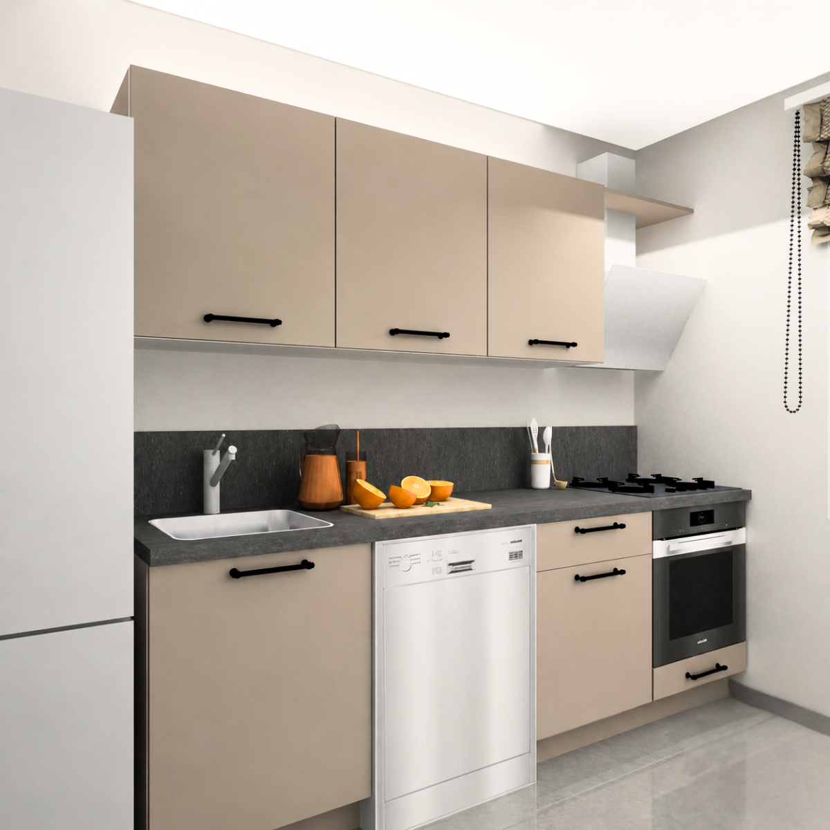 Ellora Baker 240 cm Mat Vizon MDF Lam Mutfak Dolabı