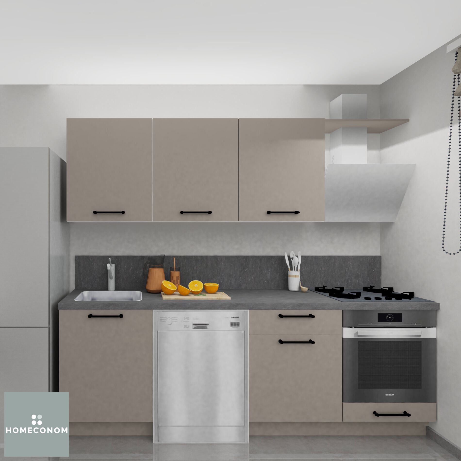 Ellora Baker 240 cm Mat Vizon MDF Lam Mutfak Dolabı