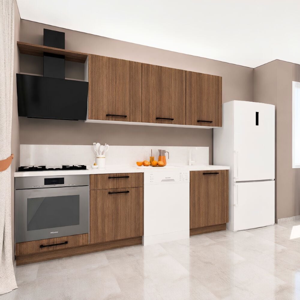 Petra Baker 240 cm Mat Ceviz MDF Lam Mutfak Dolabı