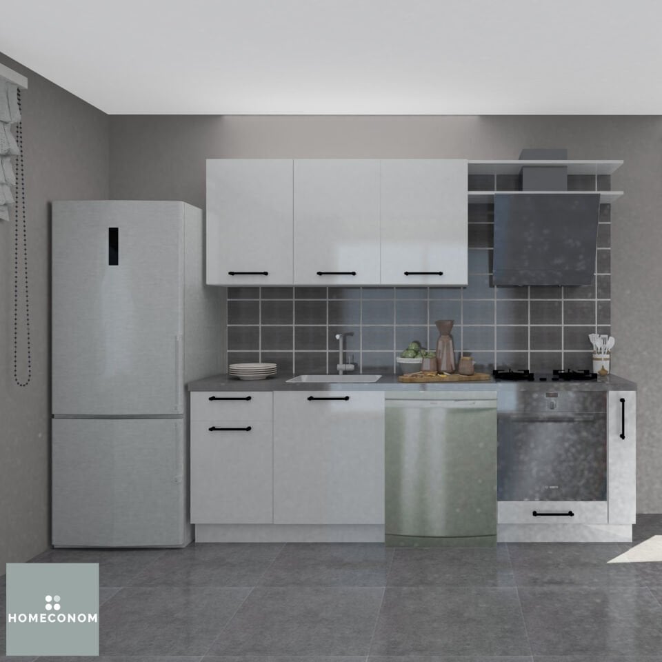 TIANA SERVER-B 240 MDF Lam Parlak Beyaz Mutfak