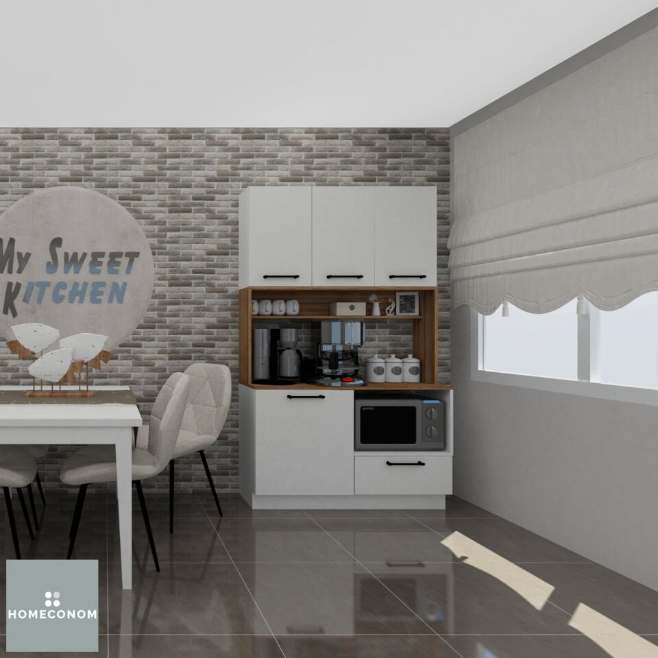 ARGOS BAKER 120 Parlak Beyaz & Mat Ceviz Kahve  ve Mikrodalga Ünitesi