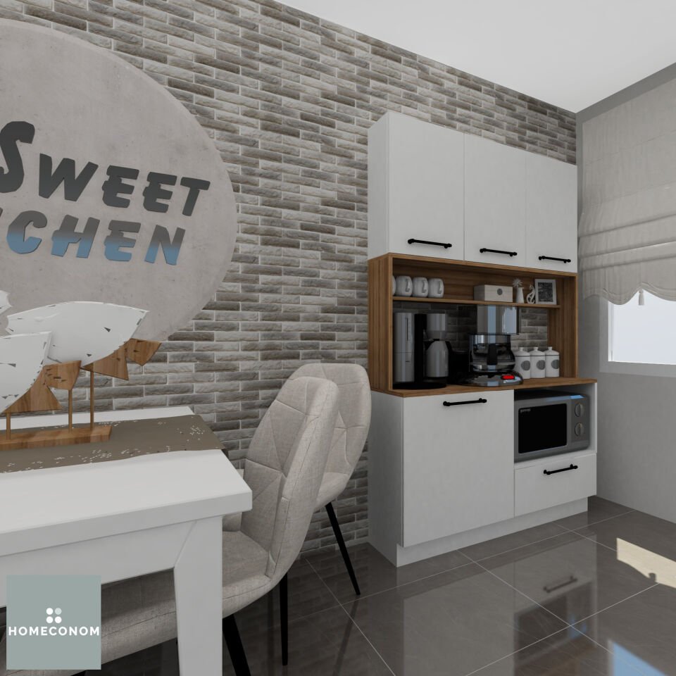 ARGOS BAKER 120 Parlak Beyaz & Mat Ceviz Kahve  ve Mikrodalga Ünitesi
