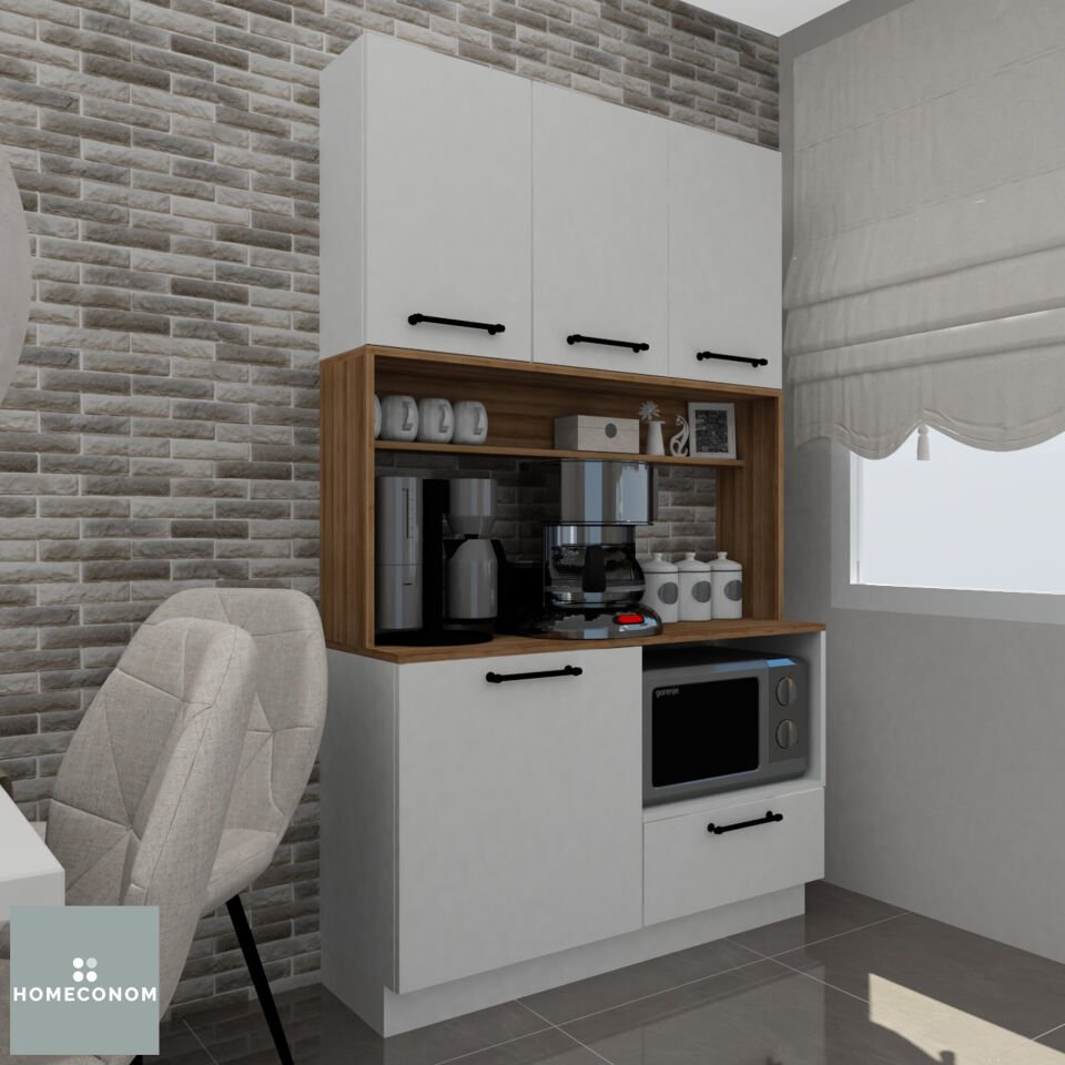 AKADIA BAKER 120 Parlak Beyaz & Mat Ceviz Çok Amaçlı Dolap