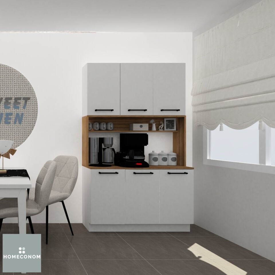 AKADIA 120 Parlak Beyaz & Mat Ceviz Çok Amaçlı Dolap