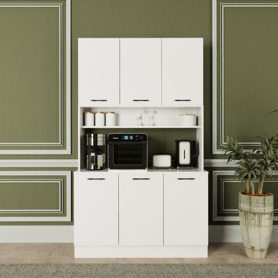 Armonia 120 cm Parlak Beyaz MDF Lam Kahve Köşesi Dolabı