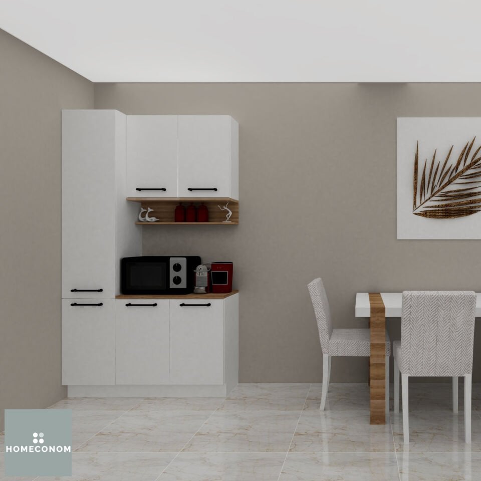 AKADIA PANTERY 120 Parlak Beyaz & Mat Ceviz Çok Amaçlı Dolap