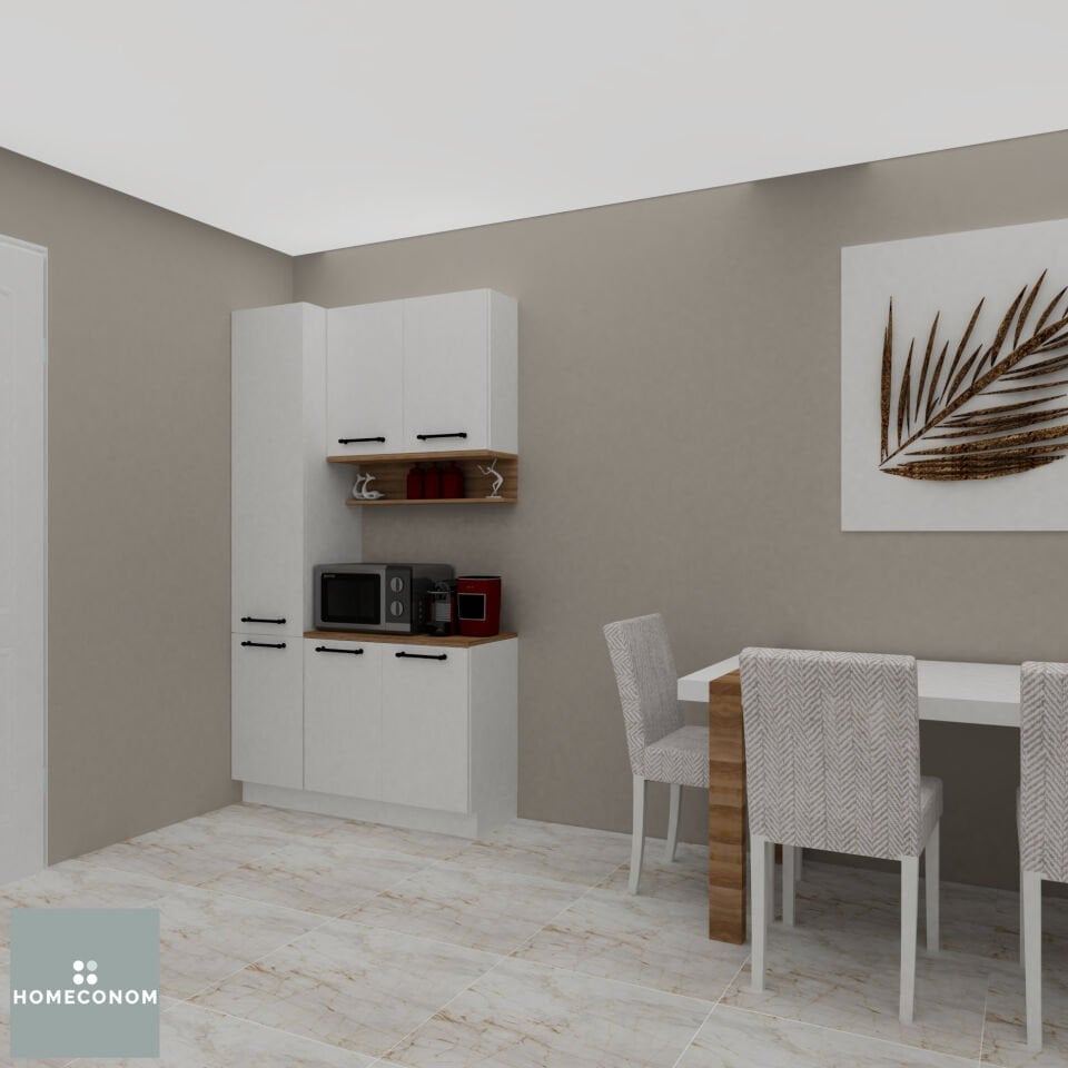 AKADIA PANTERY 120 Parlak Beyaz & Mat Ceviz Çok Amaçlı Dolap