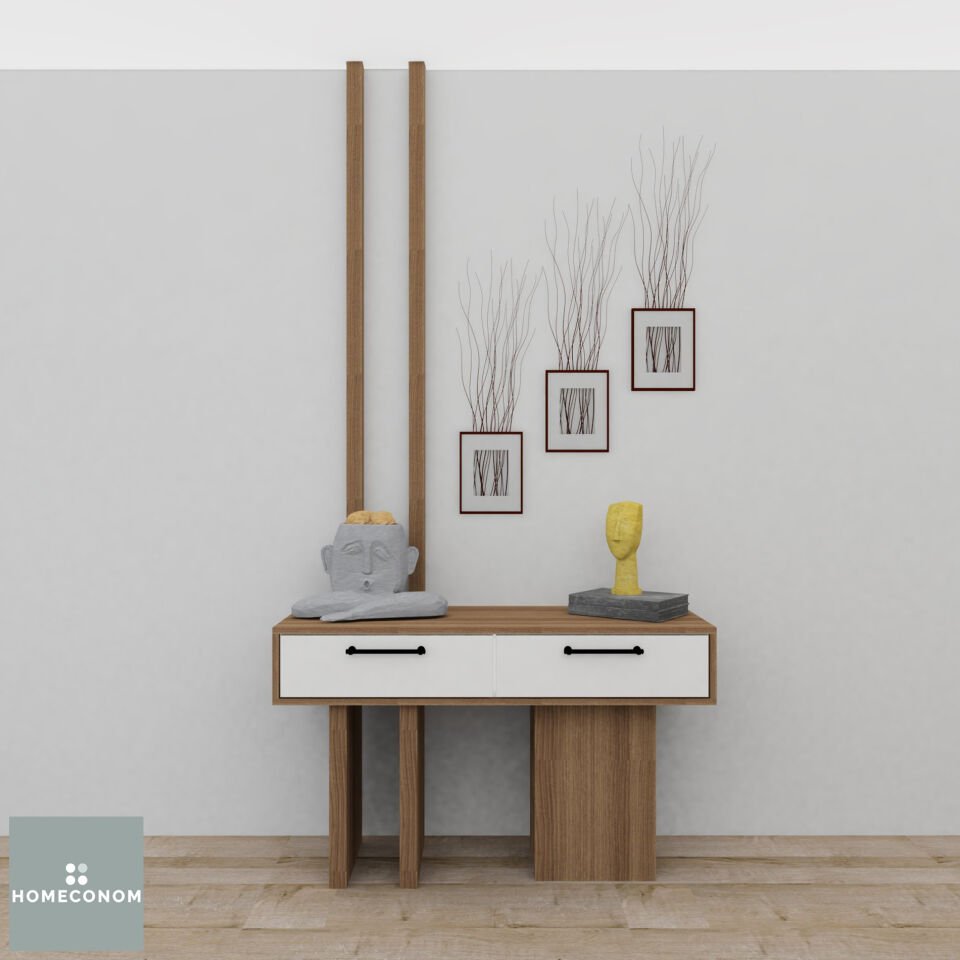 Suena 120 cm Parlak Beyaz & Mat Ceviz MDF Lam Dresuar