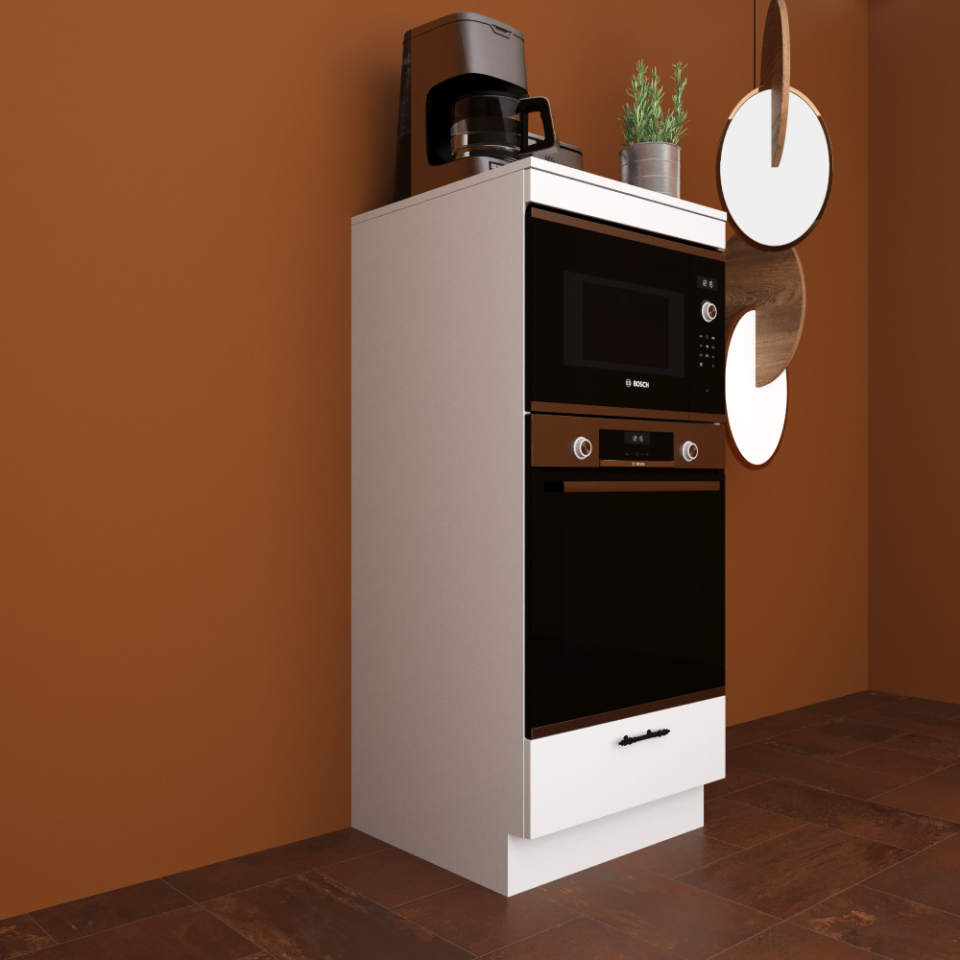 Maya Baker 60 cm Parlak Beyaz MDF Lam Fırın ve Mikrodalga Yarım Boy Dolabı