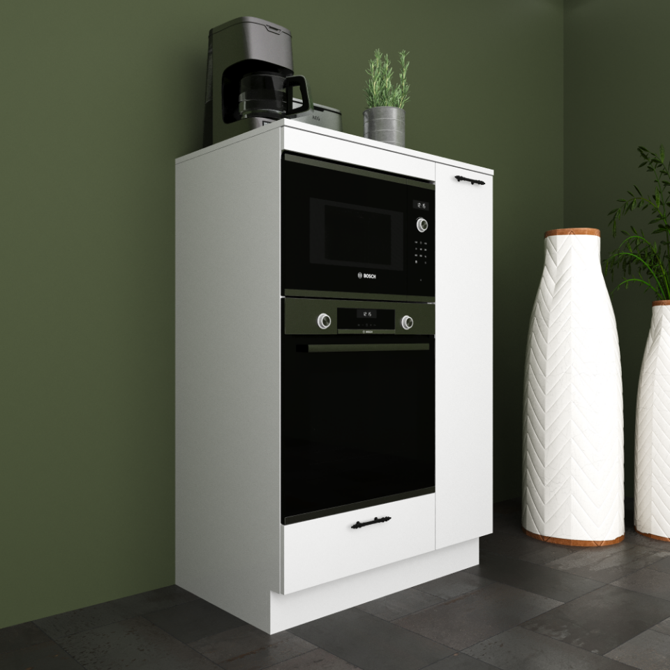 Maya Compact 90 cm Parlak Beyaz MDF Lam Fırın ve Mikrodalga Yarım Boy Dolabı