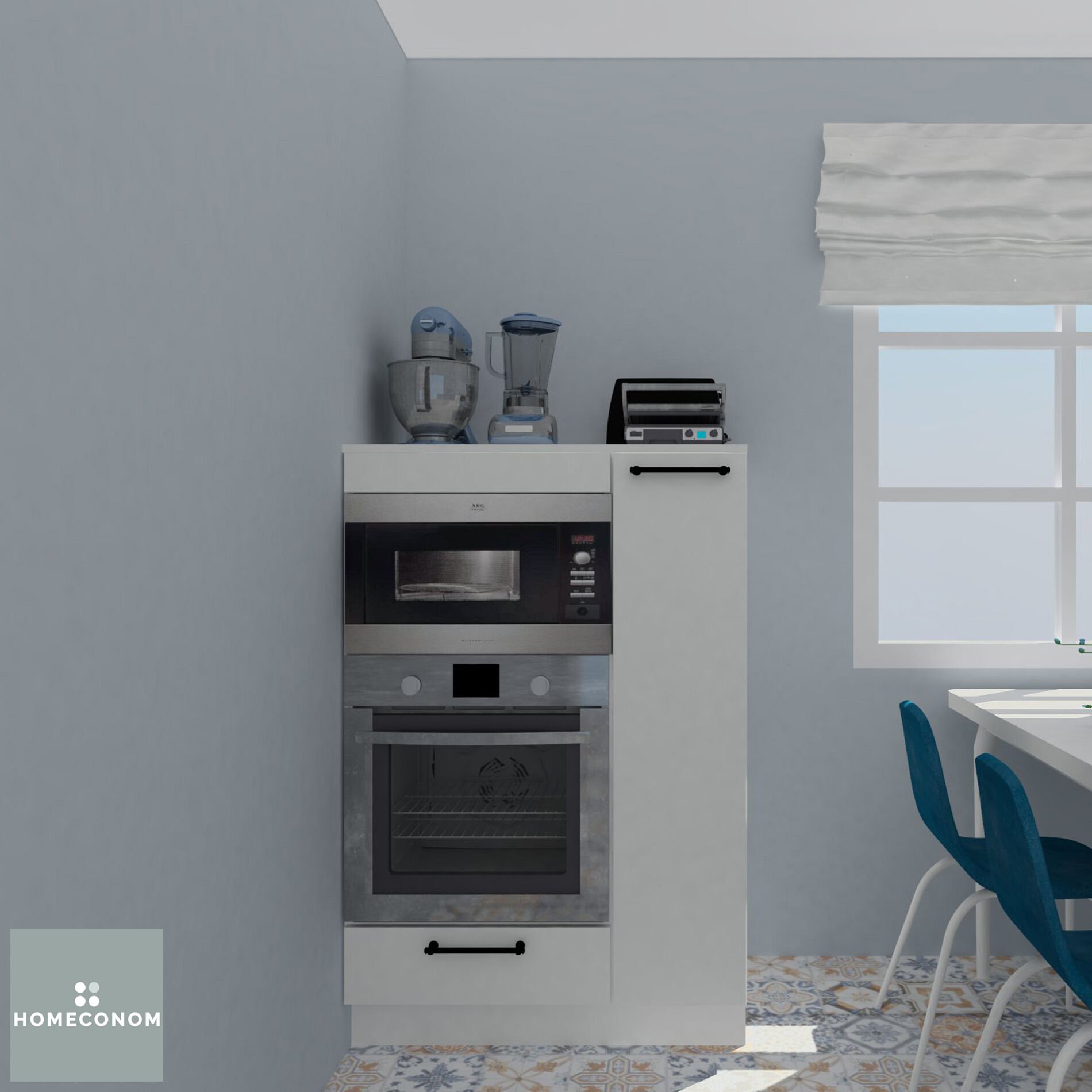MAYA COMPACT 90 Parlak Beyaz Fırın ve Mikrodalga Yarım Boy Dolap