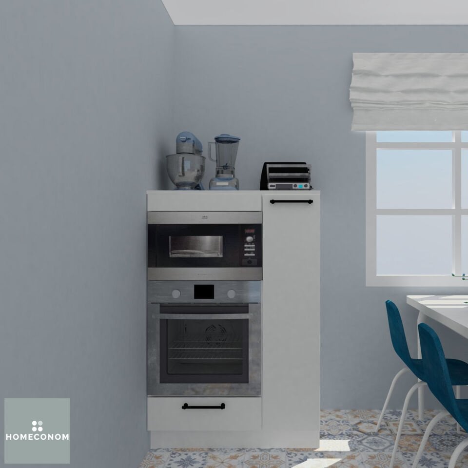 MAYA COMPACT 90 Parlak Beyaz Fırın ve Mikrodalga Yarım Boy Dolap
