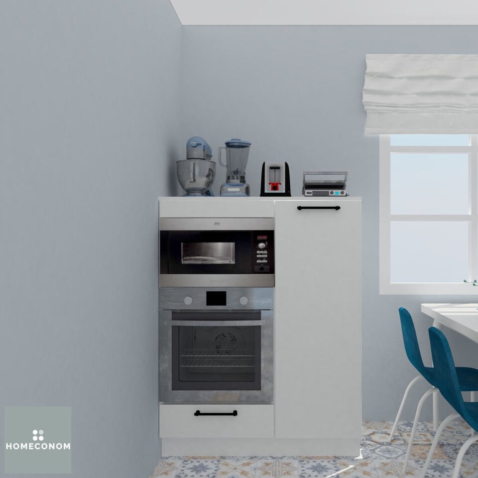 MAYA INTENS 105 MDF Lam Parlak Beyaz Fırın ve Mikordalga Yarım Boy Dolap