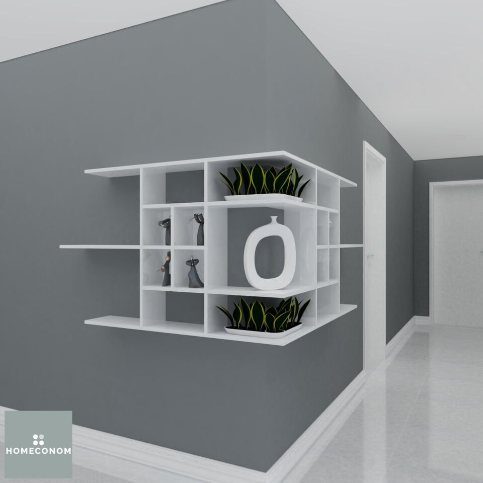 Lagomood Vexner 200 cm Parlak Beyaz MDF Lam Dekoratif Raf