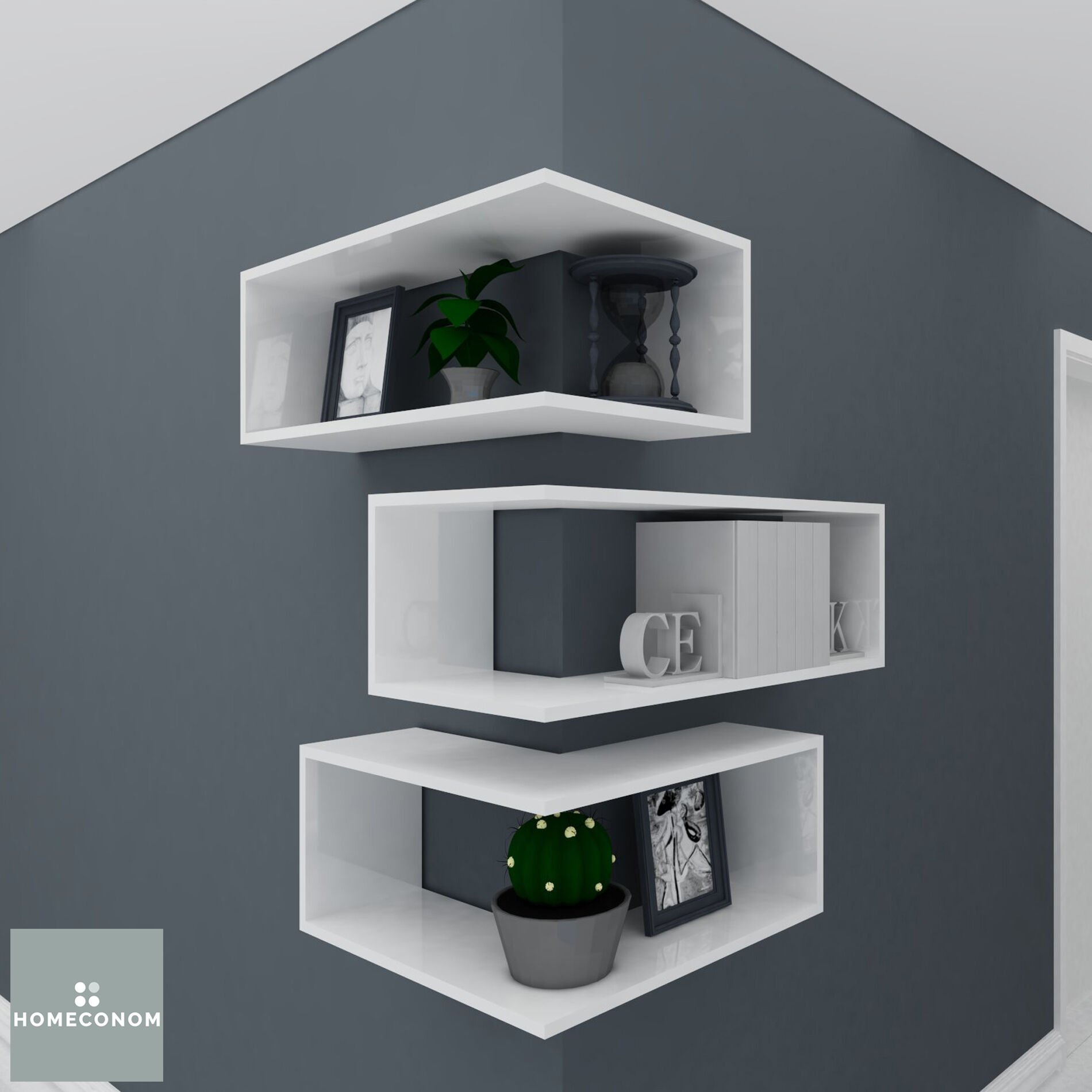 LAGOMOOD COXCAVE Parlak Beyaz Dekoratif Raf