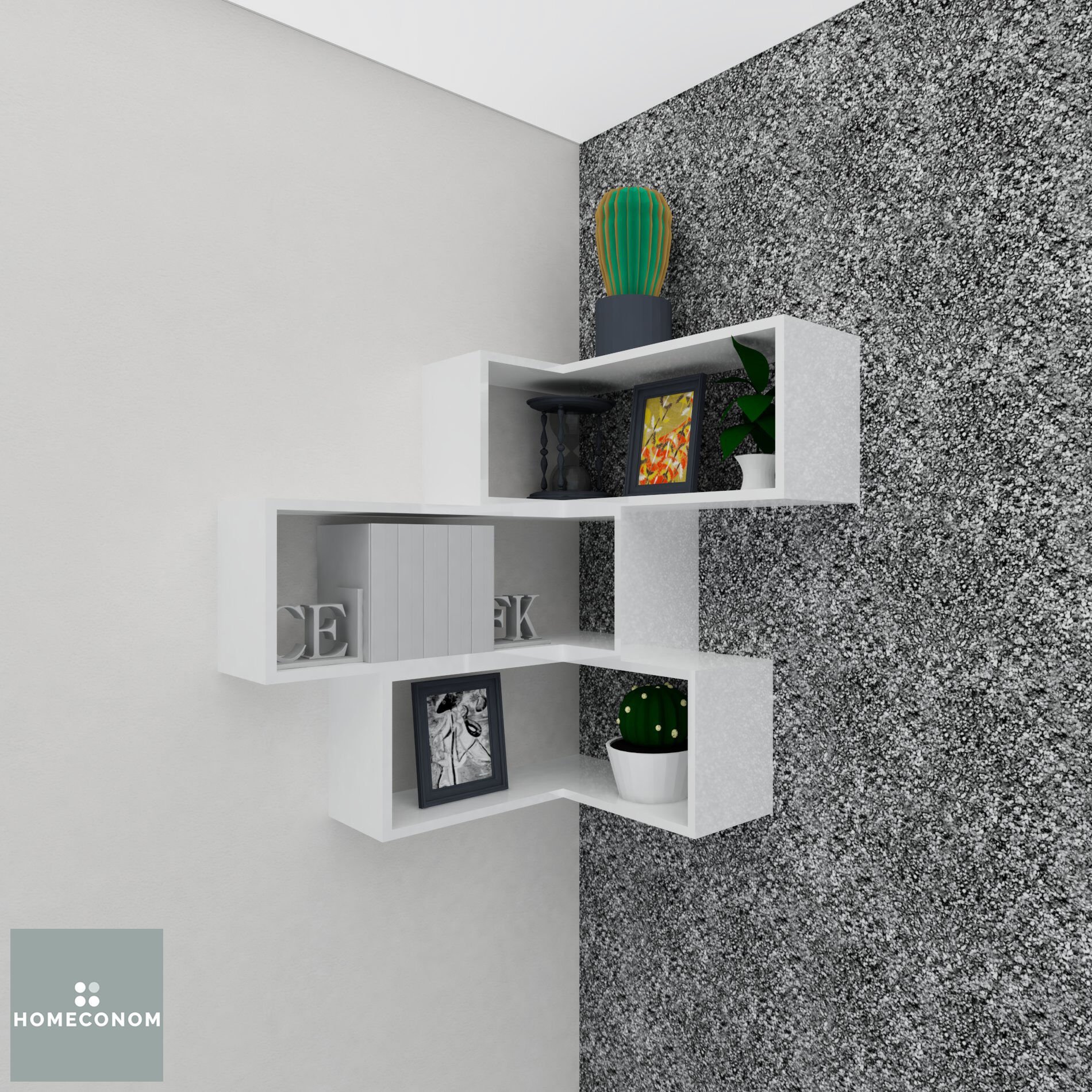 LAGOMOOD CONBOX Parlak Beyaz Dekoratif Raf