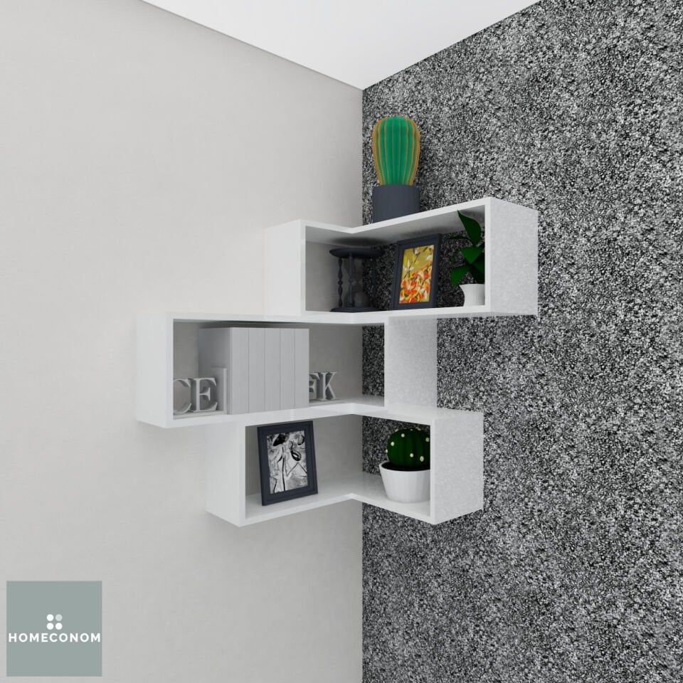 Lagomood Conbox 100 cm Parlak Beyaz MDF Lam Dekoratif Raf