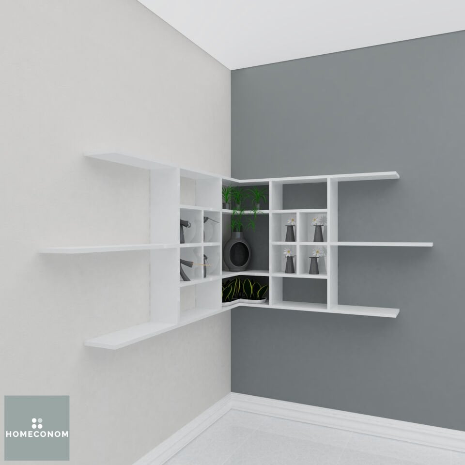 Lagomood Cavener 200 cm Parlak Beyaz MDF Lam Dekoratif Raf