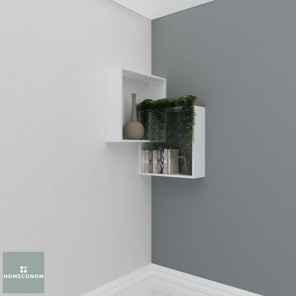 LAGOMOOD MICON MDF Lam Parlak Beyaz Dekoratif Raf