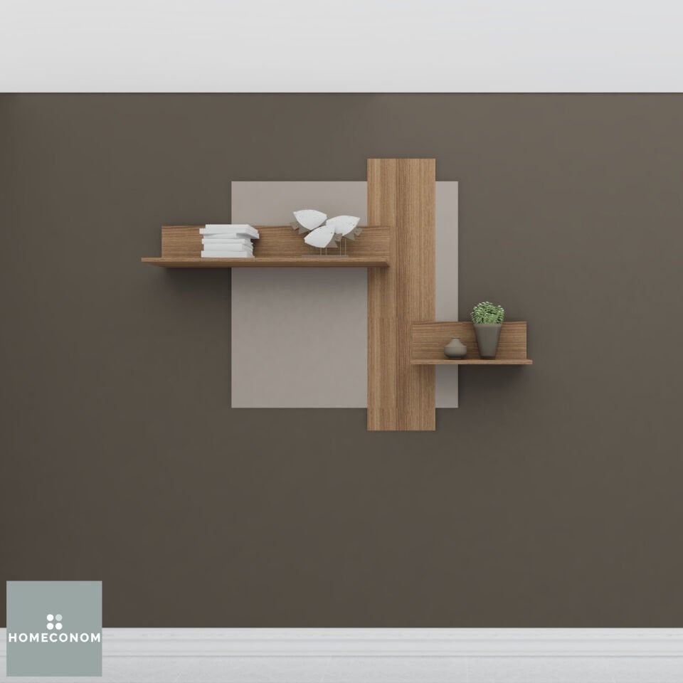 Lagomood Queen 120 cm Mat Ceviz & Mat Vizon MDF Lam Dekoratif Raf