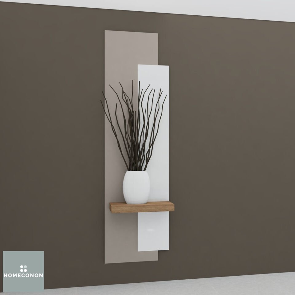 LAGOMOOD SPECIAL Mat Ceviz & Parlak Beyaz & Mat Vizon Dekoratif Raf