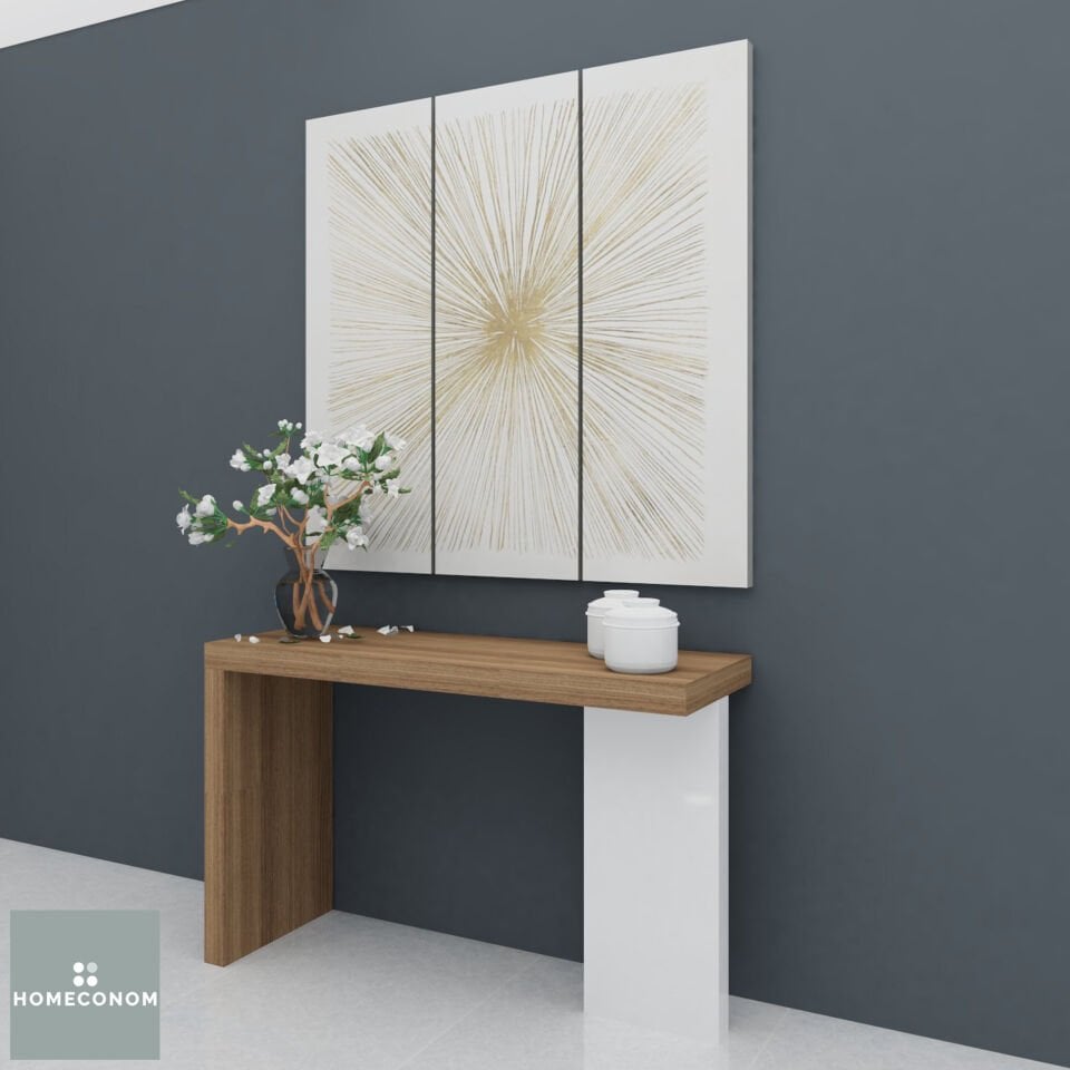 Favor 140 cm Mat Ceviz & Parlak Beyaz MDF Lam Çok Amaçlı Dresuar