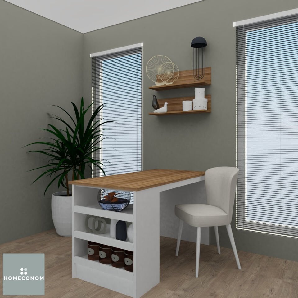 Minible 110 cm Parlak Beyaz & Mat Ceviz MDF Lam Masa