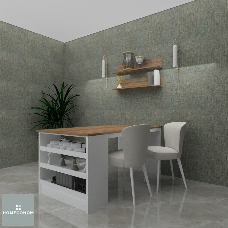 Maxible 150 cm Parlak Beyaz & Mat Ceviz MDF Lam Masa