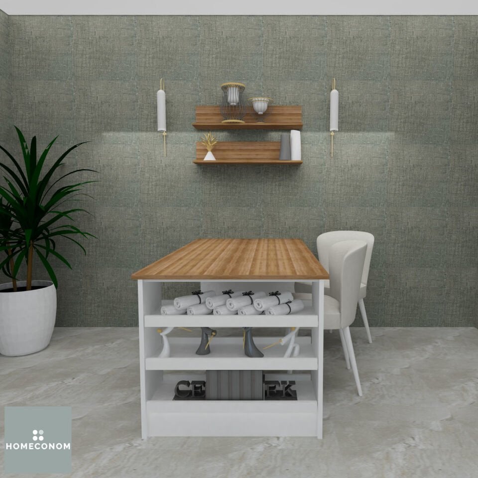 MAXIBLE 150 MDFlam Parlak Beyaz & Mat Ceviz Masa