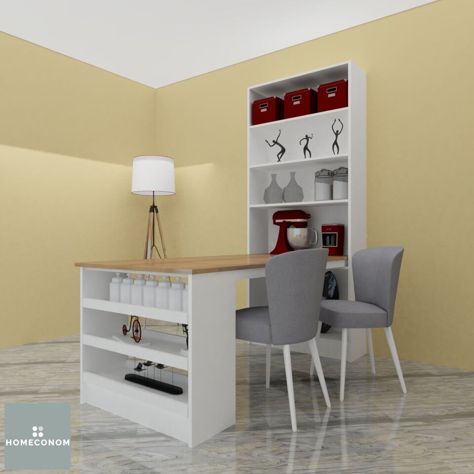 Triple 180 cm Parlak Beyaz & Mat Ceviz MDF Lam Masa